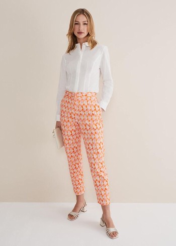 Phase Eight Elysia Geo Cigarettes Trousers Pink/Orange Australia | XJ3597240